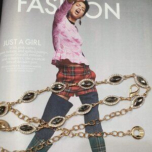 Fashion Design Adjustable Belt Gold Jewels Chain Women Casual Formal Accessory